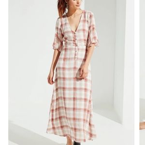 Urban Outfitters Plaid Button Down Maxi Dress